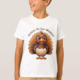 Barn "Gobble Til You Wobble" T-Shirt med kalkon
