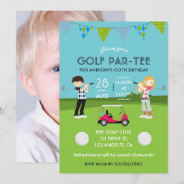 Barn Golf Tema Födelsedagsfest Foto Inbjudan