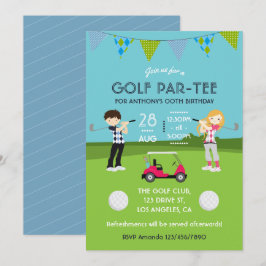 Barn Golf tema födelsedagsfest inbjudan