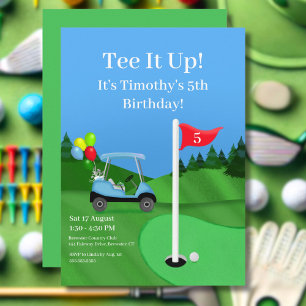 Barn Golfvagn På Golfbana Födelsedag  Inbjudningar