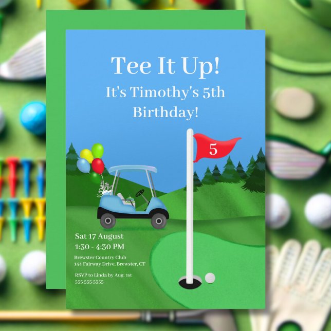 Barn Golfvagn På Golfbana Födelsedag  Inbjudningar (Skapare uppladdad)