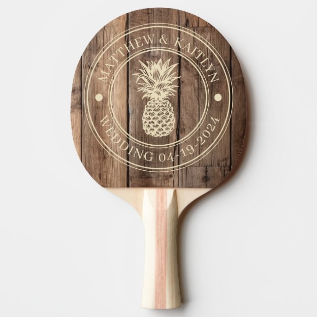 Barn Golvbrädor Ananas Bröllops Namn Pingisracket (Baksidan)