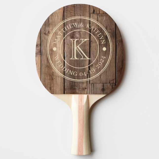 Barn Golvbrädor  Bröllopsmonogram Pingisracket (Baksidan)