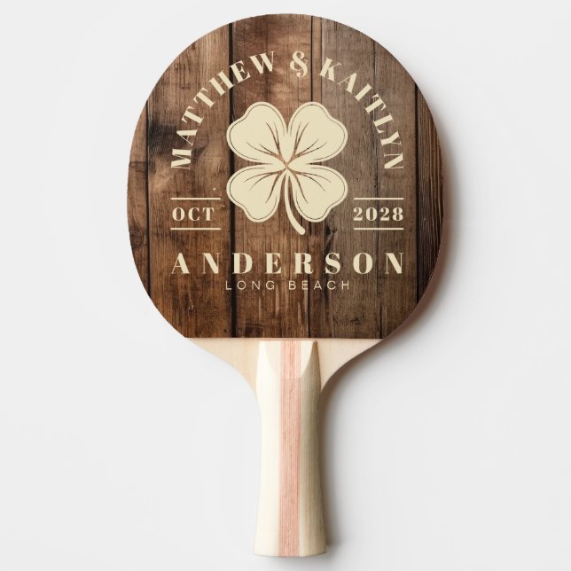 Barn Golvbrädor  Irländsk Klöver Bröllopskamouflag Pingisracket (Framsidan)