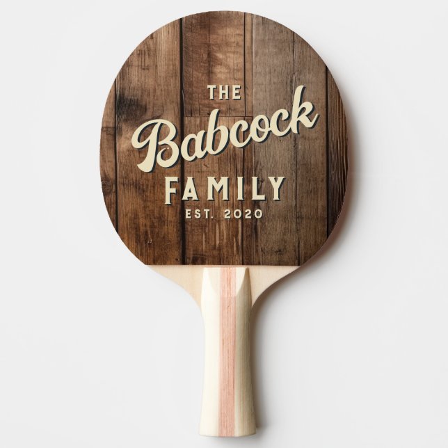 Barn Golvbrädor Retro Familjenamn & År Pingisracket (Framsidan)