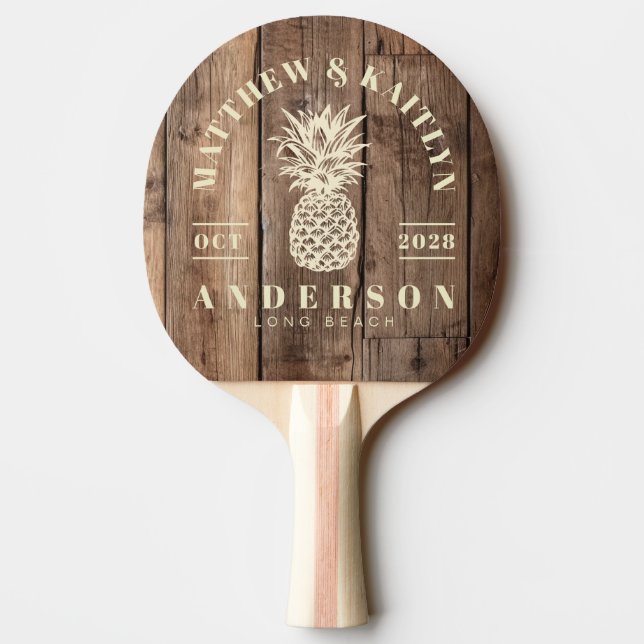 Barn Golvbrädor Tropisk Ananas Bröllop Pingisracket (Baksidan)