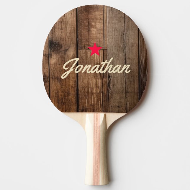 Barn Golvbrädor Vintage Stjärna Signatur Pingisracket (Framsidan)