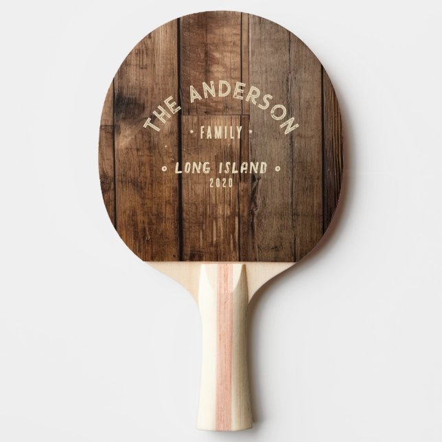Barn Golvbrädor Vintage Strand Familjenamn Pingisracket (Framsidan)
