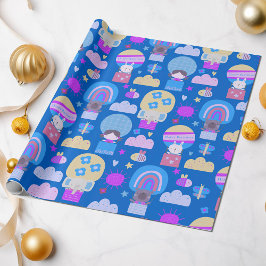 Barn Grattis på födelsedagen Blue-Rosa med friska  Presentpapper