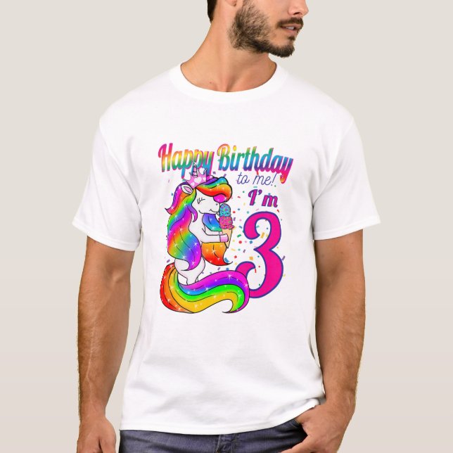 Barn Grattis på födelsedagen till mig är jag 3 år  T Shirt (Framsida)