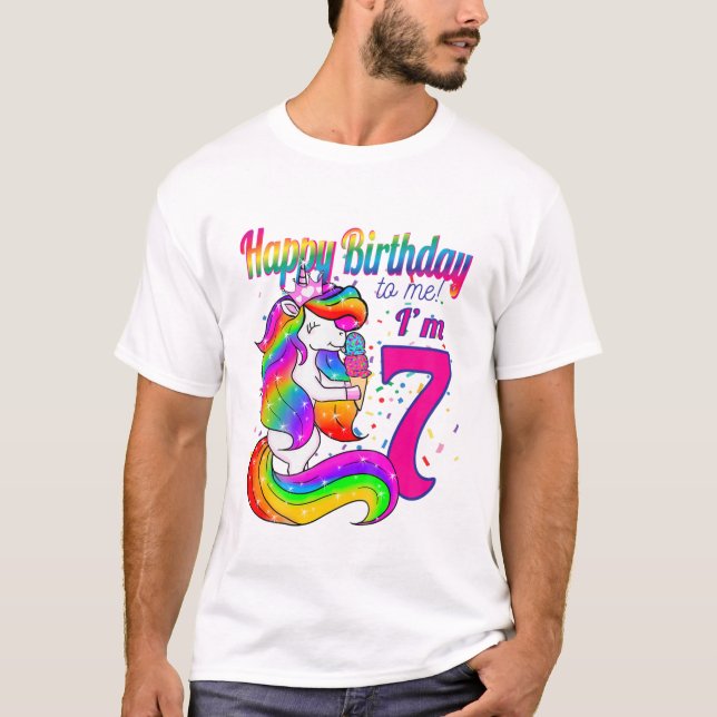 Barn Grattis på födelsedagen till mig är jag 7 år  T Shirt (Framsida)