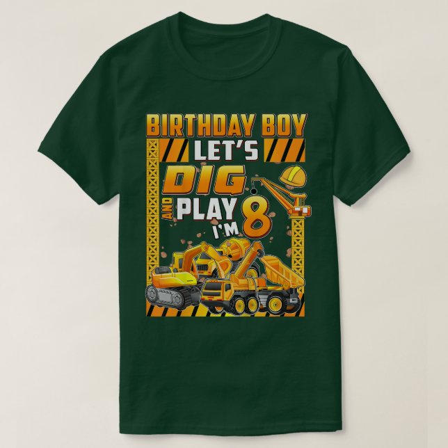 Barn Gräver 8 års konstruktion Lastbil Boys 8:e T Shirt (Design framsida)