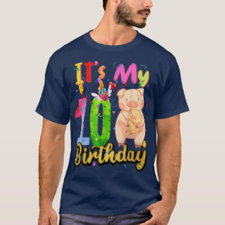 Barn Gris 10:e födelsedagen 10 år gammal Gris-föde T Shirt