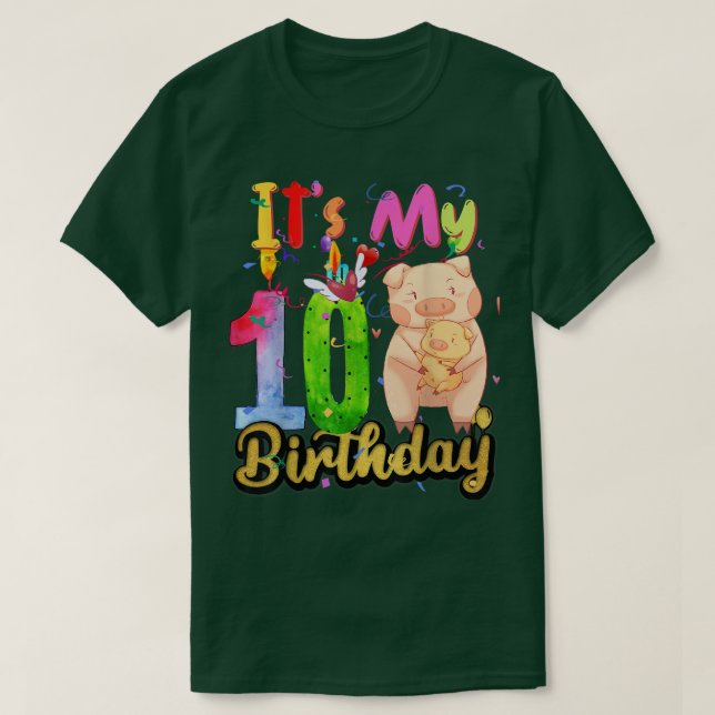 Barn Gris 10:e födelsedagen 10 år gammal Gris-föde T Shirt (Design framsida)