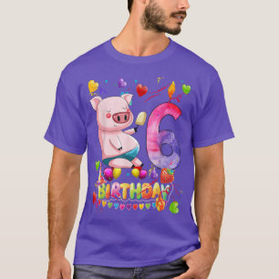 Barn Gris Födelsedagsfest 6 år Gammal 6e Gris Bir T Shirt