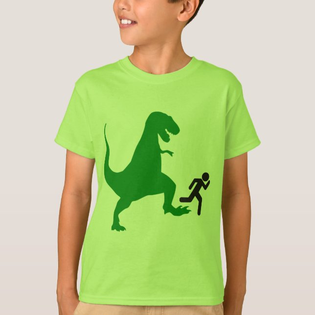 Barn Grönt Dinosaur T Shirt (Framsida)