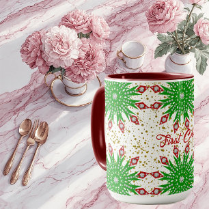 Barn Grönt Snöflingor Första julen Party Cute Mugg