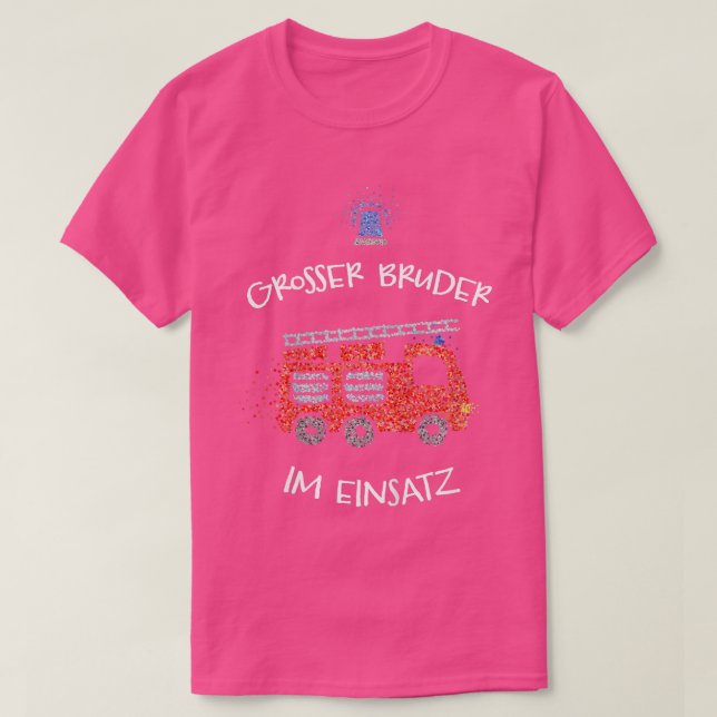 Barn Grosser Bruder Fireman Fire Engine T Shirt (Design framsida)