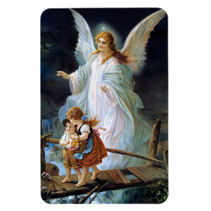 Barn Guardian Angel med vit Vinge Magnet