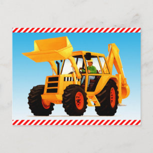 Barn Gult Construction Digger Vykort