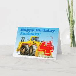 Barn Gult Digger 4e födelsedagen Kort