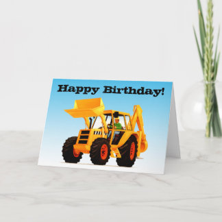 Barn Gult Digger Birthday Kort