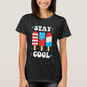 Barn håller sig coola 4 juli Popsicle Röd Vit Blå T Shirt