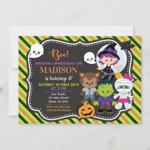Barn Halloween-födelsedagsinbjudan Inbjudningar