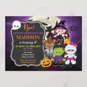 Barn Halloween-födelsedagsinbjudan Inbjudningar