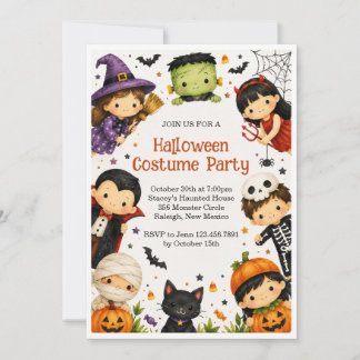 Barn Halloween kostym festinbjudan Inbjudningar