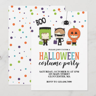 Barn Halloween kostym festinbjudan Inbjudningar