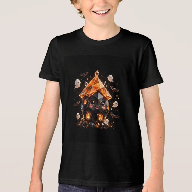 Barn Halloween Kristall Spökhus  T Shirt (Framsida)