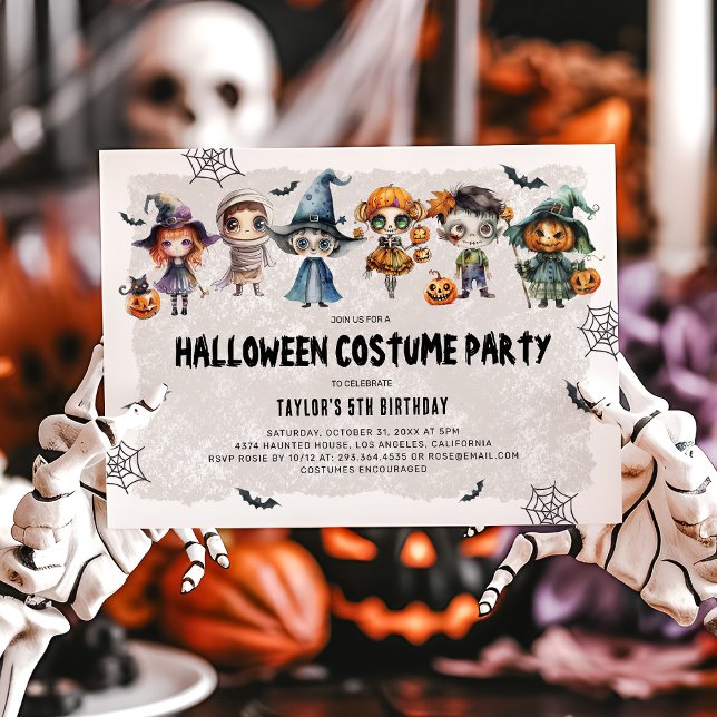 Barn Halloween Kul Kostym Födelsedag Inbjudningar (Skapare uppladdad)