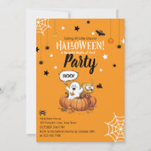 Barn Halloween-pumpa spök-inbjudan