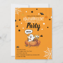 Barn Halloween-pumpa spök-inbjudan Inbjudningar