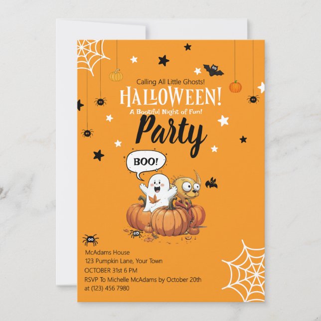 Barn Halloween-pumpa spök-inbjudan Inbjudningar (Framsida)