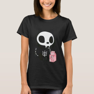 Barn halloween skelett katt dricker jordgubbs mi t shirt