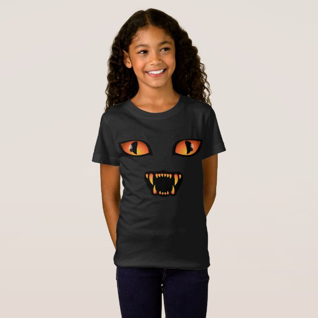 Barn Halloween T-shirt Spooky Black Cat Barn Tee (Hel framsida)