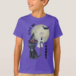 Barn Halloween top Witches black cat Kids T Shirt