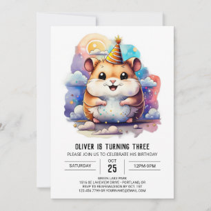 Barn Hamster Funland Birthday Inbjudningar