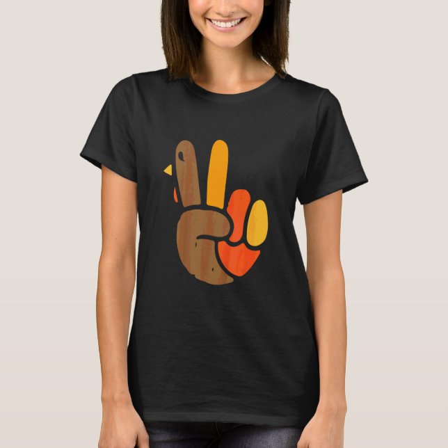 Barn Hand Fredstecken Tacksgivingdag Cool Symbol  T Shirt (Framsida)