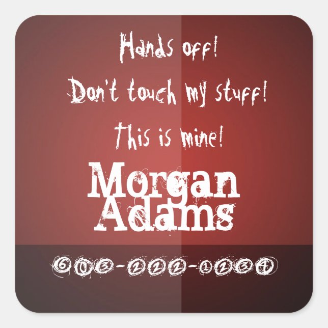 Barn Händer av! Etikett - Modern Red Burgundy Anpa (Framsida)