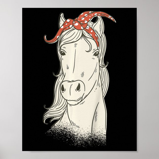 Barn Häst Med Bandana - Söt Häst Ridning Ho Poster (Framsidan)