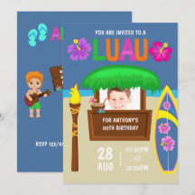 Barn Hawaiiansk Luau-fest lägg till foto Inbjudan