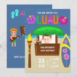 Barn Hawaiiansk Luau-fest lägg till foto Inbjudan