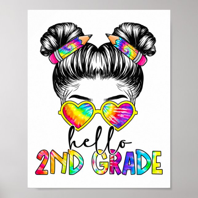 Barn Hej 2:a Klass Messy Bun Ck till skolan Poster (Framsidan)