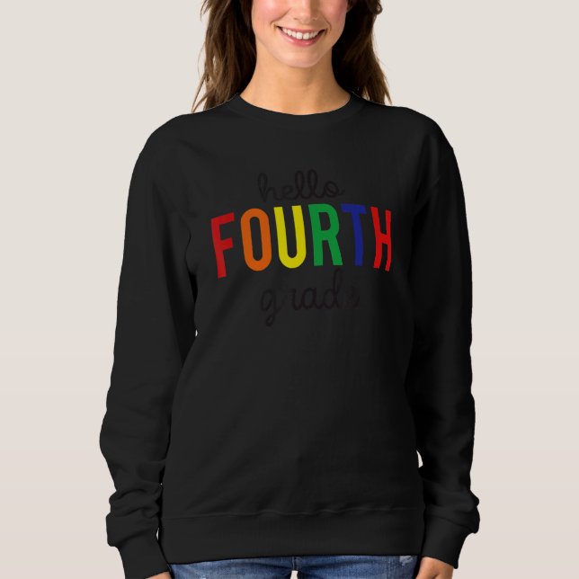 Barn Hej Fjärde Klass Regnbåge Första Skoldagen T Shirt (Framsida)