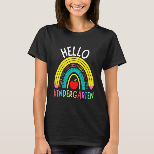Barn Hej Förskola Coola Former Regnbåge Kul Sc T Shirt (Framsida)