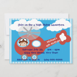 Barn Helikopter Födelsedagsfest Inbjudningar