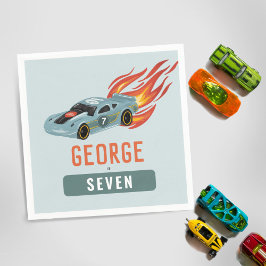 Barn Hett Blue Tävla Car Boys Birthday Pappersservett